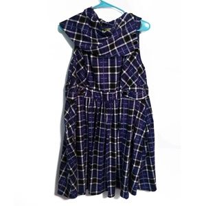 Yellow Star Asymmetrical collar plaid dress 2x